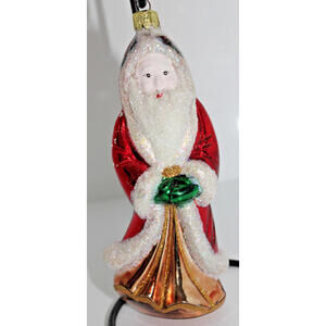 1996 Santa's Best European Style Mouth Blown Glass Christmas Ornament Santa